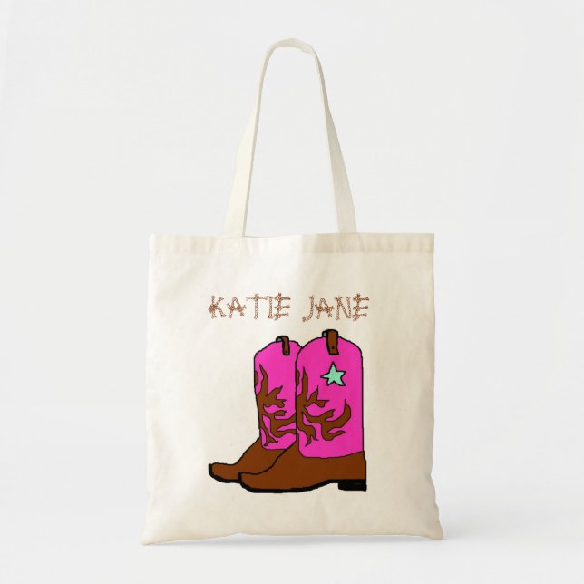 Rosa Cowgirl Namn Template Bag Tygkasse (Framsidan)