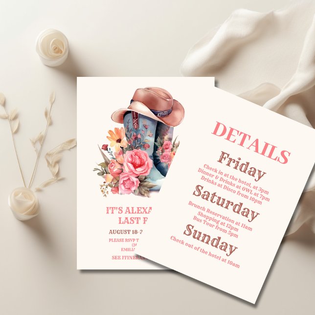 Rosa Cowgirl Nashville Låt oss Go Girls Bacheloret Inbjudningar (Skapare uppladdad)