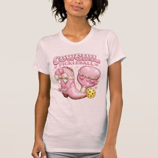 Rosa Cowgirl Pickleball : Coquette-stövlar och pad T Shirt