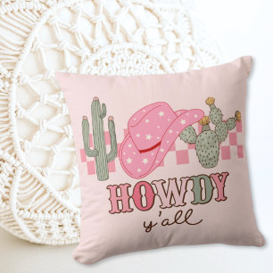 Rosa Cowgirl Preppy Howdy Yall Modern Dekorativ ku Kudde