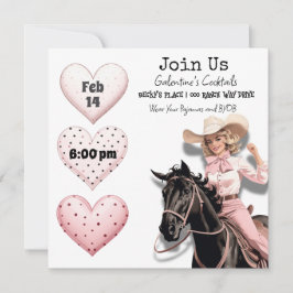 Rosa Cowgirl Retro Galentine's Day-fest Julkort