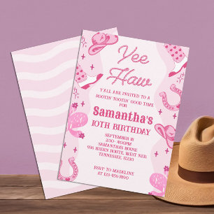 Rosa Cowgirl Rodeo Birthday Inbjudningar
