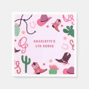 Rosa Cowgirl Rodeo Western Födelsedagsfest Pappersservett