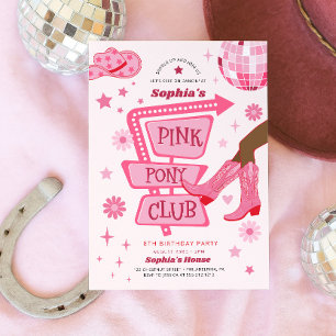 Rosa Cowgirl Rosa Ponnyklubb Födelsedagsfest Inbjudningar