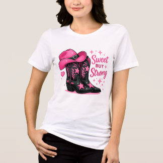 Rosa Cowgirl Söt men Stark Design T Shirt