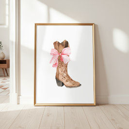 Rosa Cowgirl Stövel Tjej Västern Väggkonst
