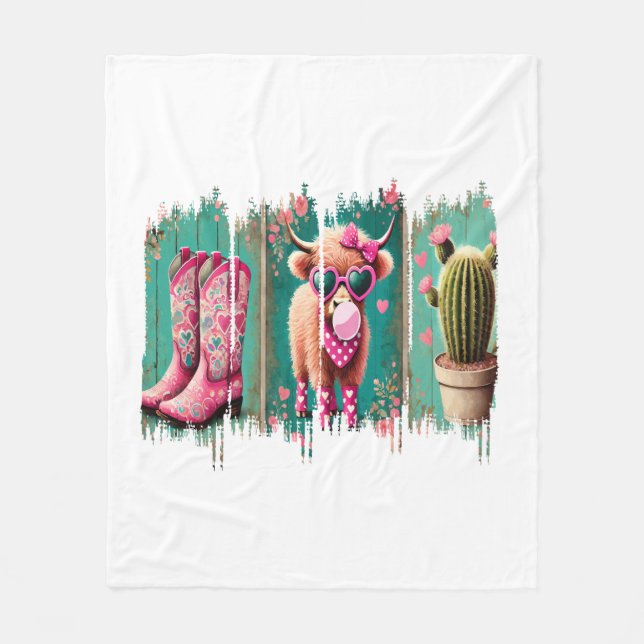 Rosa Cowgirl Valentine, Heart Fleecefilt (Framsidan)