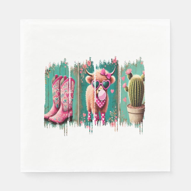 Rosa Cowgirl Valentine, Heart Pappersservett (Framsidan)