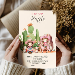 Rosa Cowgirl Western Baby Shower Diapper Raffle Tilläggskort