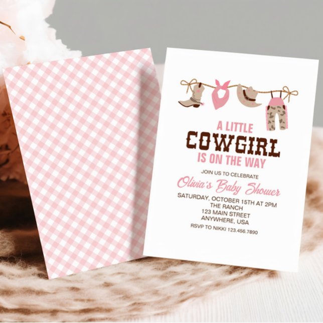 Rosa Cowgirl Western Baby Shower-inbjudan Inbjudningar (Skapare uppladdad)