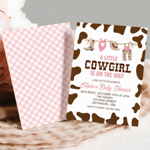 Rosa Cowgirl Western Baby Shower-inbjudan Inbjudningar