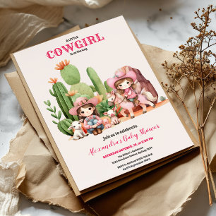 Rosa Cowgirl Western Baby Shower Inbjudningar