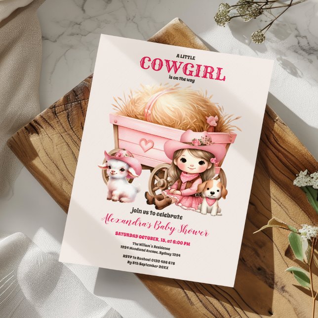 Rosa Cowgirl Western Baby Shower Inbjudningar (Skapare uppladdad)