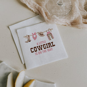 Rosa Cowgirl Western Baby Shower Pappersservett