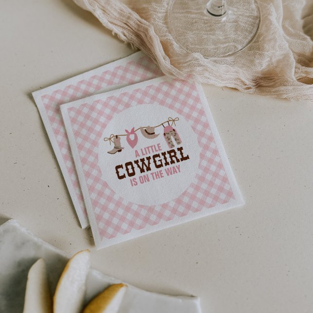 Rosa cowgirl western-barnkalas pappersservett (Skapare uppladdad)
