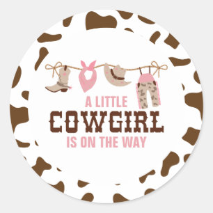 Rosa cowgirl western-barnkalas runt klistermärke