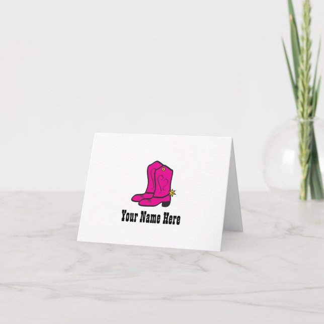 Rosa Cowgirlkängor noterar Tack Kort (Framsida)