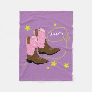Rosa Cowgirlkängor & rep, personlig Fleecefilt