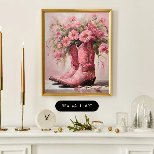 Rosa cowgirlstövlar målning poster