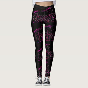 rosa cowgirlsvart för neon leggings
