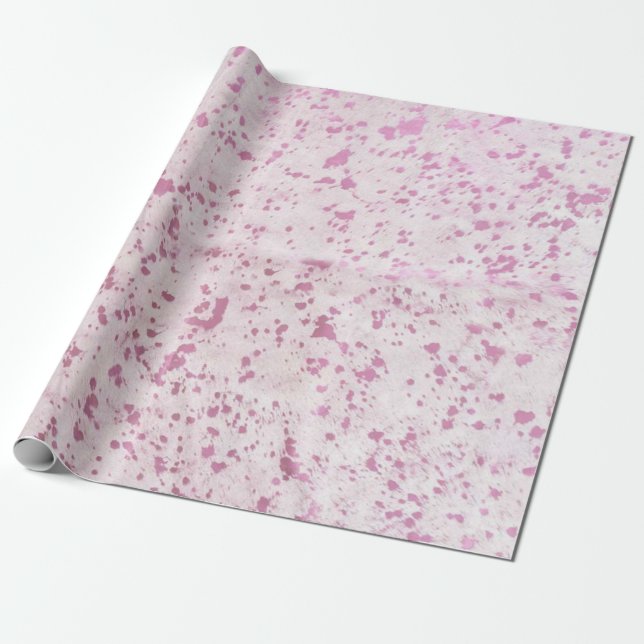 Rosa Cowhide Skriv ut papper radbrytning Presentpapper (Utrullad)