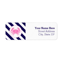Rosa Crab Nautical Birthday Address Label Returadress Etikett