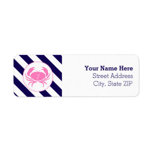 Rosa Crab Nautical Birthday Address Label Returadress Etikett