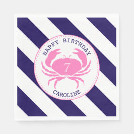 Rosa Crab Nautical Födelsedagsfest Pappersservett