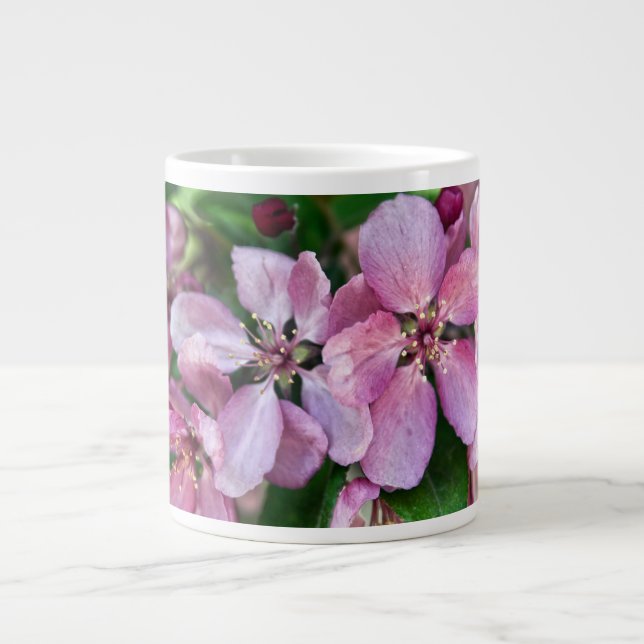Rosa Crabapple-Blommar Jumbo Mugg (Framsidan)