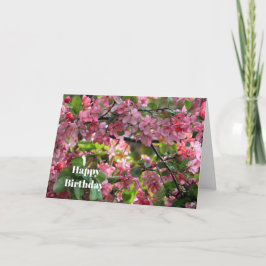 Rosa Crabapple Blommigt Photo Birthday Kort