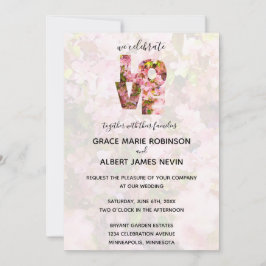 Rosa Crabapples Blommar KÄRLEK Bröllop Inbjudningar