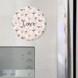Rosa Crämbruna Hjärtans Kärlek Magnet