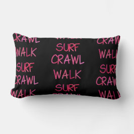 Rosa Crawl Walk Surf Mönster Lumbarkudde