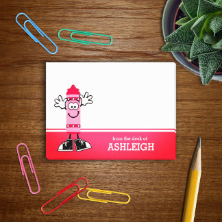 Rosa Crayon Personlig Post-it Block