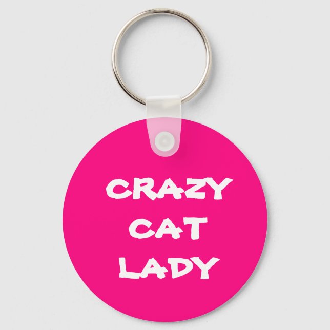 Rosa Crazy Cat Dam Keychain Nyckelring (Framsida)