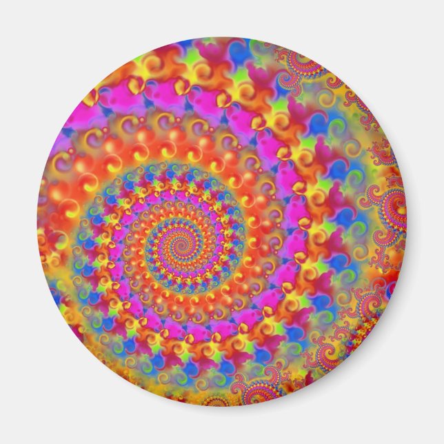 Rosa Crazy Fractal Magnet (Framsidan)
