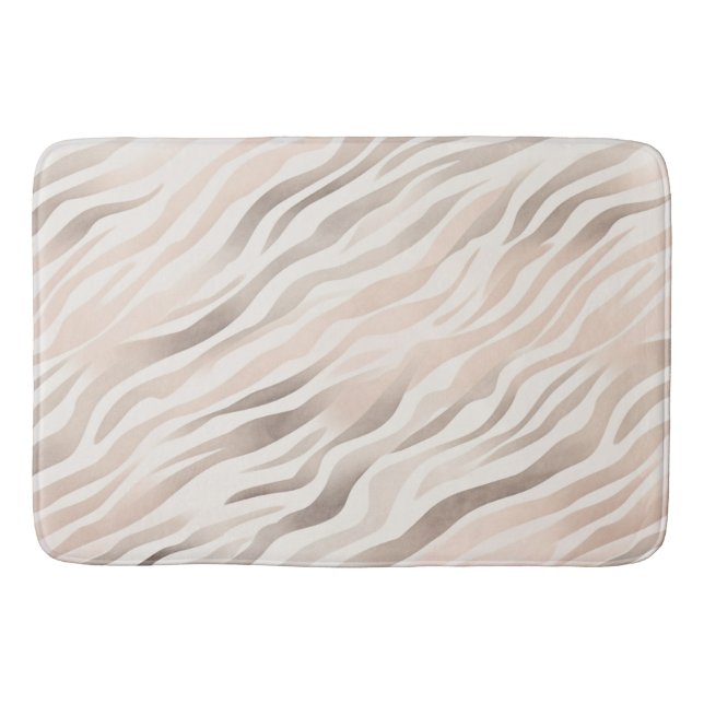 Rosa Cream Beige Zebra Animal Print Badrumsmatta (Framsidan)