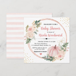  Rosa & Cream Blommigt Pumpkin Baby Shower Inbjudningar