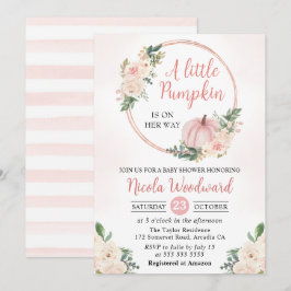  Rosa & Cream Blommigt Pumpkin Baby Shower Inbjudningar