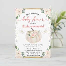  Rosa & Cream Blommigt Pumpkin Baby Shower Inbjudningar