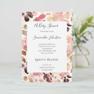 Rosa Cream Brown Leopard Animal Print Baby Shower Inbjudningar