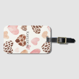 Rosa Cream Brown Leopard Hearts Bagagebricka