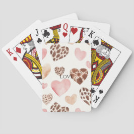 Rosa Cream Brown Leopard Hearts Casinokort