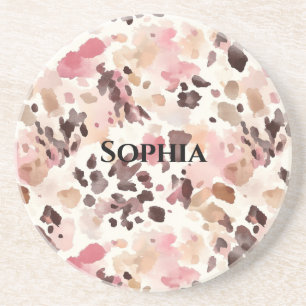 Rosa Cream Brown Leopard jul Underlägg