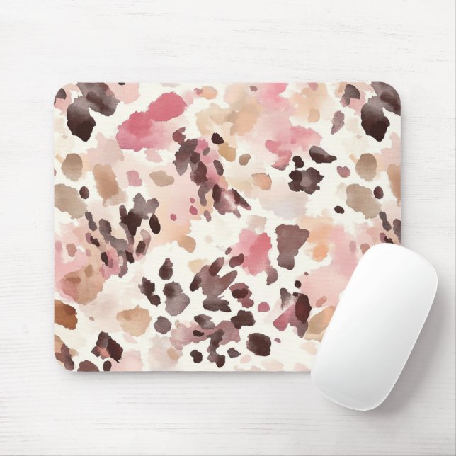 Rosa Cream Brown Leopard Musmatta (Med mus)