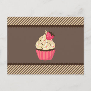 Rosa Cream Brown Rand Strawberry Cupaka Vykort