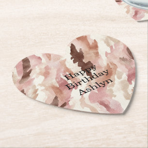 Rosa Cream Chocolate Brown Abstrakt Birthday Underlägg Papper