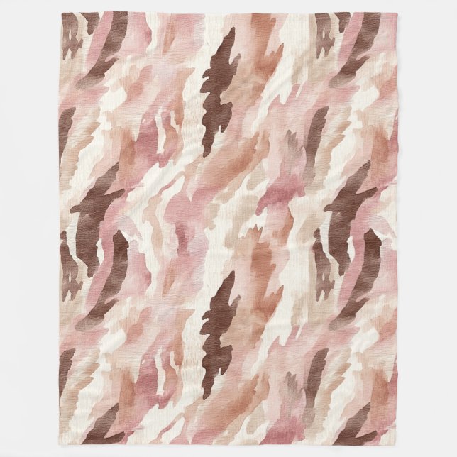 Rosa Cream Chocolate Brown Abstrakt Fleecefilt (Framsidan)