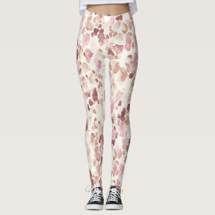 Rosa Cream Chocolate Brown Abstrakt Leopard Animal Leggings