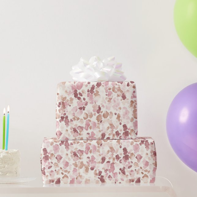 Rosa Cream Chocolate Brown Leopard Animal Birthday Presentpapper (Festgåvor)
